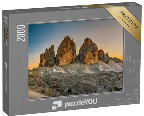 puzzleYOU: Puzzle 2000 Teile „Die DREI Zinnen im Sonnenuntergang, Trentino, Südtirol“ – aus der Puzzle-Kollektion Berge, Natur, Regionen, DREI Zinnen, Berge & Täler