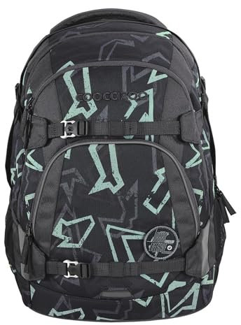 coocazoo Schulrucksack Mate „Reflective Graffiti”,schwarz-grau, reflektierend, ergonomischer & anpassbarer Tornister, höhen- & größenverstellbar, mit Brustgurt & Hüftgurt, ab der 3. Klasse
