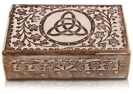 Tolle Geburtstagsgeschenkideen, handgefertigt, dekorative Holz-Schmuckschatulle, Schmuckkästchen, Schmuckschatulle, Andenkenbox, Schatztruhe, Schmuckhalter, 20.3x12.7 cm, Geschenkideen (weiß)