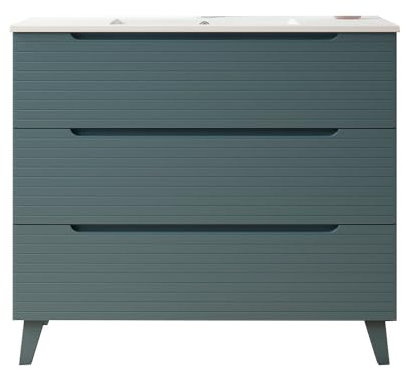 Kibath Mueble de Baño con Lavabo Boreal 80 cm 3 cajones con Patas Acabado Azul Oceano Mate Fabricado en Madera