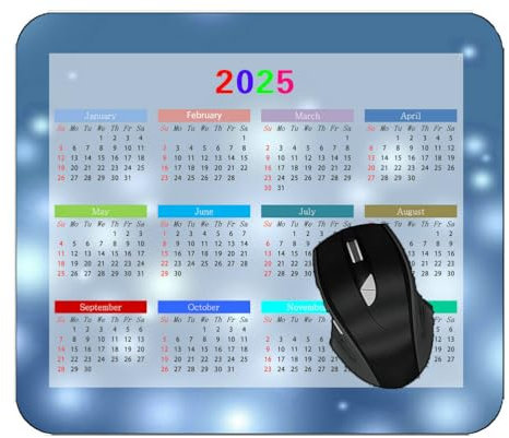 YENDOSTEEN Calendar 2025 UK Year Mouse PadForm Surface Cell Color Light Desktop Notebook Mouse Mat for Working and Gaming