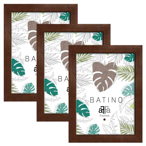 aFFa frames, Batino, 3er Set Bilderrahmen Holz, photo frame, holzrahmen mit Acrylglasfront, HDF-Hintergrund, bilderrahmen Braun, A3, 29,7x42 cm