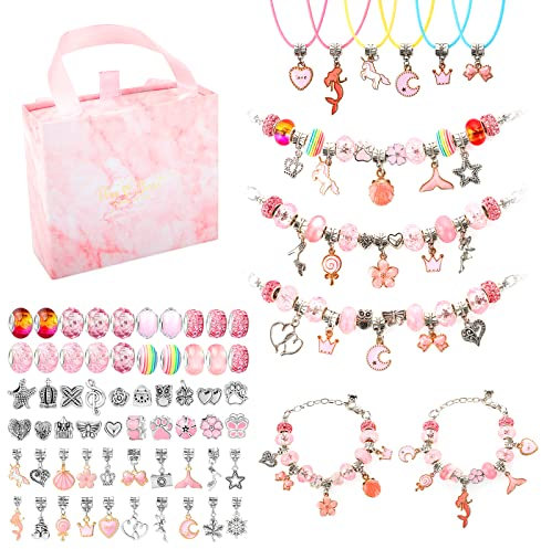 CICIGETI Schmuck Basteln Mädchen Bastelset Kinder, Geschenke für Mädchen, Armbänder Selber Machen Set als Adventskalender & Spielzeugab für ab 4 5 6 7 8 9 10 11 12 Jahre Mädchen, Rosa