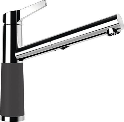 SCHOCK Küchenarmatur SC-510 Dusk – graue hochdruck Armatur CRISTADUR mit ausziehbarer Schlauchbrause und Standard Norm-Anschlüssen