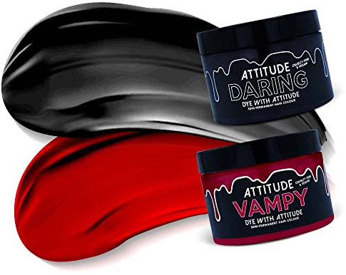 Attitude Hair Dye Semi-permanente Haarfarbe Bloodmoon Duo Kombi-Set 2 Tiegel Haarfarbe Rot/Schwarz