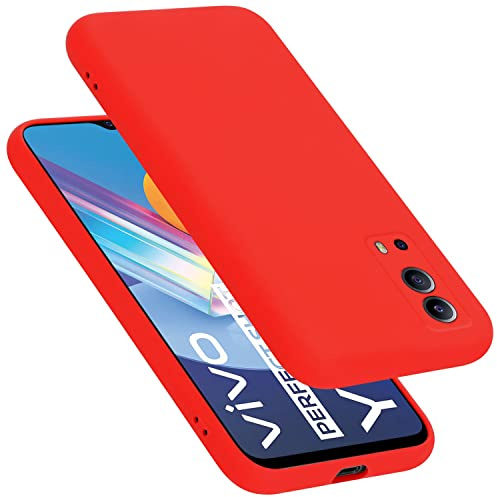 Cadorabo Hülle kompatibel mit Vivo Y52 5G / Y72 5G Hülle Silikon Handyhülle für Y52 5G / Y72 5G Case aus flüssigem Silikon- Kratzfeste und stoßfeste dünne TPU Schutzhülle - Liquid ROT