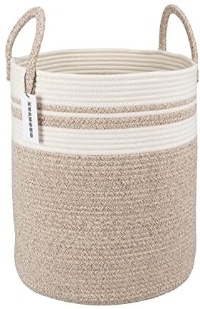 XUANGUO Wäschekorb aus Baumwollseil, für Kleidung, gewebter Aufbewahrungskorb für Wohnzimmer, Schlafzimmer, Boho, hohe Seilkörbe für Decke, Spielzeug, Kissen, Handtücher, Baby, Kinderzimmer, groß,