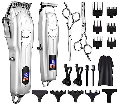 CkeyiN Haarschneidemaschine für Herren, professioneller schnurloser Friseurschneider für Haarschneide-Set mit T-Klingen-Trimmer, Bartschneider, Kinderknipser, USB-wiederaufladbares LED-Display