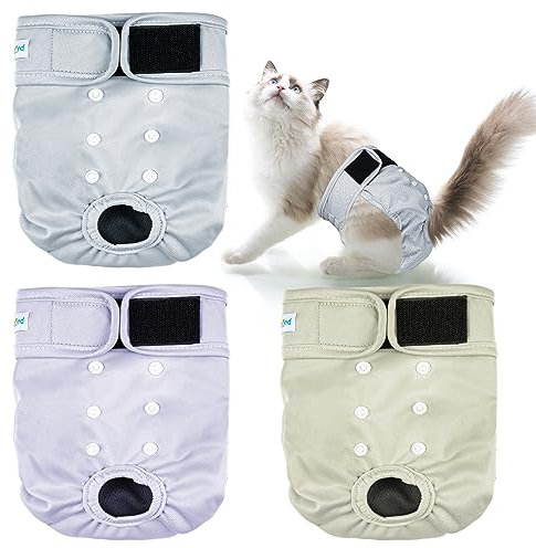 Paw Legend Katzenwindeln für weibliche Katzen, waschbar, wiederverwendbar, Kätzchen-Windeln für Katzen, Inkontinenz, Haustierwindeln (3 Stück, XS)