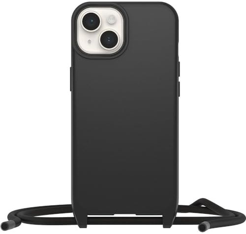 OtterBox React Necklace Hülle mit MagSafe für iPhone 16e, iPhone 14, ultraschlanke, schützende Hülle mit Verstellbarer und Abnehmbarer Handykette, Getestet nach Militärstandard, Schwarz