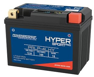 12.8V POWERSONIC HYPERSPORT LITHIUM MOTORCYCLE-ATV AND JET SKI BATTERY, 4x lighter, 4x faster charge. Same size as YTX/ETX/NTX/GTX4L-BS