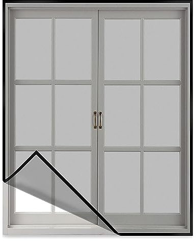 Timizi Fliegengitter Gewebe 150x140cm, mit Klettband selbstklebend Insektenschutzgitter Super Netze,Faltbar Insektenschutz Fenster, für Balkontür Wohnzimmer Terrassentür. - Schwarz