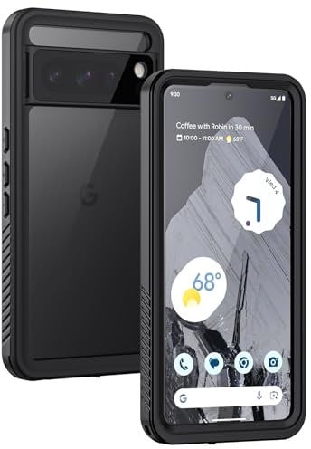 Lanhiem Pixel 8 Pro Case, IP68 Waterproof Dustproof Shockproof Case with Built-in Screen Protector, Full Body Rugged Protective Cover for Google Pixel 8 Pro, Black/Clear