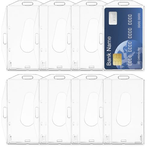Neikafan Ausweishülle Hartplastik 8 Stück Transparente Ausweishalter mit Daumenausschub, Kartenhülle für Lanyard Ausweishalter Hartplastik Schutzhülle für Büro, Schule, Ausweis, ID Karte