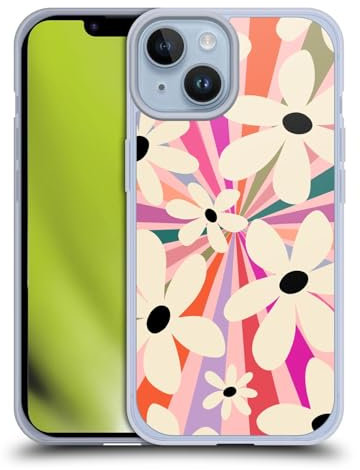 Head Case Designs Officially Licensed Gabriela Thomeu Geometric Flower Rainbow Retro Gel Case [Military Grade Protection] Compatible with Apple iPhone 14 and Compatible with MagSafe