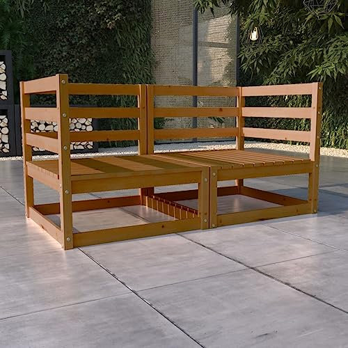 UTSRABFA Sofa Sitzbank Esszimmer Cord Sofa Küchensofa 2-Sitzer-Gartensofa Honigbraun Massivholz Kiefer Geeignet für Café, Wohnzimmer, Gästezimmer, Büro