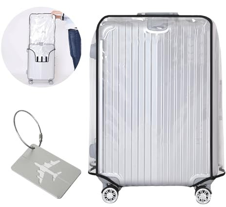Housse Valise Protection 30 Pouces Clear Housse de Valise Protection Housse De Valise En Pvc Housse de Bagage Housse Protection de Valise Protège les Bagages des Rayures avec Étiquette de Bagage * 1