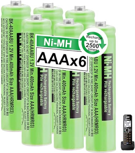 OSIM 6Pack BK-40AAABU Ni-MH AAA Rechargeable Batteries 1.2V AAA Ni-MH Rechargeable Batteries 400mah for Panasonic Cordless Phones, Remote Controls, Electronics