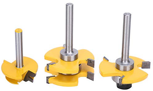 3Pcs Stile Router Bit Set Cabinet Door Making Router Bits 1/4 Inch Shank Cutter Tool 45° Router Bit 3 Teeth for Woodworking Door Furniture