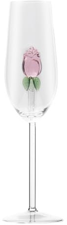awakentti Copas De Vino Kristall-Weinkelch mit Rose innen, 220 ml, hochwertiger Kelch mit Aufschrift Love is Blind, Weingläser für Party, Hochzeit
