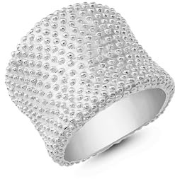 Cassini Damen Ring 925 Sterling Silber Breit massiv gebürstet mit Pünktchen-Struktur innen poliert Nickelfrei antiallergisch Handgefertigt eleganter Silberring Geschenk Schmuck 3RAA58