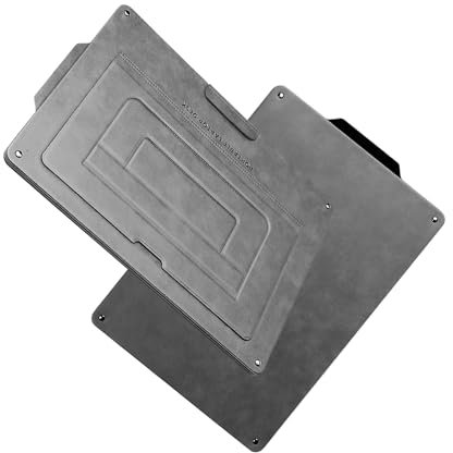 PUNCUBE Scrivania portatile con tappetino per mouse retrattile, supporto regolabile, superficie espandibile e protezione dal calore, per laptop e tablet (grigio argento)