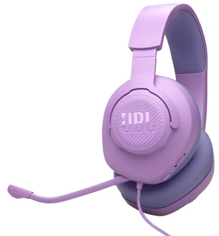 JBL Quantum 100M2 Casque gaming filaire circum-auriculaire avec microphone amovible, son JBL QuantumSOUND Signature, câble jack 3,5mm, compatible avec de nombreuses plate-formes, fonction mute, violet