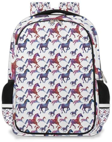 Rucksack mit Aquarell-Pferd-Motiv, multifunktional, Rucksack, Schulrucksack, Büchertasche, Wandern, Reisen, lässig, Laptop, Tagesrucksack, Taschen für Jungen, Mädchen, Männer und Frauen, farbig, XXL