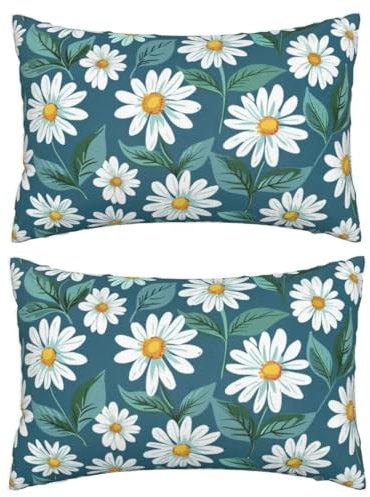 Kissenbezug 40 x 60 cm Weiß Kissen, Sofakissen Superweicher Kopfkissenbezug Dekorative Kissenbezüge (2er Set) Kissenhülle mit ReißVerschluss Deko Kissen für Couch Wohnzimmer Schlafzimmer Blume J227