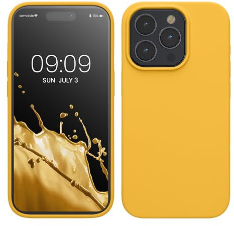 kwmobile Case for iPhone 15 Pro Case - Soft TPU Silicone Cover - Honey Yellow