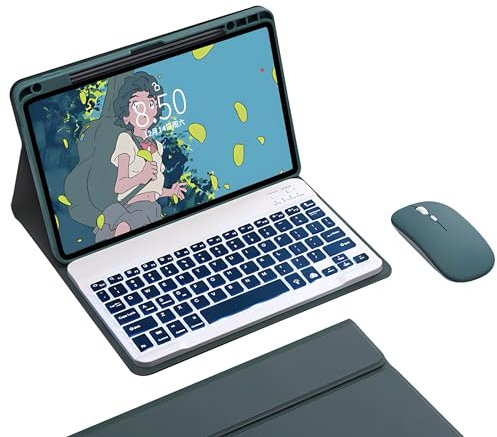 HLTOOP Tastatur Hülle für Huawei Matepad 11.5 2023, Abnehmbare Kabellose Bluetooth-Tastatur Mit Hintergrundbeleuchtung, Stifthalter, Tablet-Maus,Grün