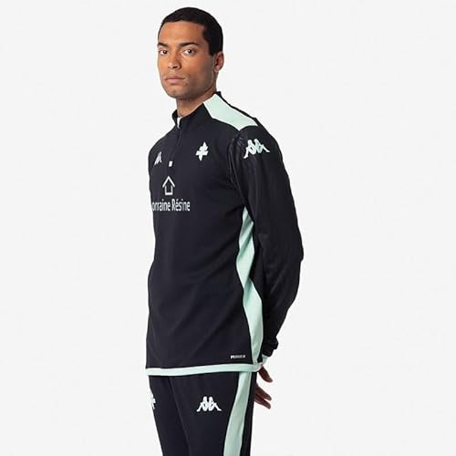 Kappa ABLAS Pro 8 FC Metz Sweat FCM für Herren, Größe L, Schwarz/Grünes Wasser