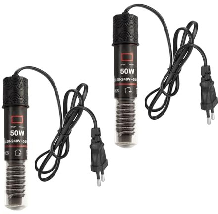 GERUI 2Pcs 50W Mini Aquarium Heizstab,Thermostat Aquarium Schildkrötenheizung für kleine Aquarien Für Salzwasser Und Süßwasser mit 99cm Netzkabel (2)