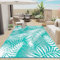 Enyhom Outdoor Teppich Wetterfest Kunststoff Groß 240 x 300 cm RV Camping Außenteppich Wendbarer Outdoorteppich mit Blatt Balkon Garten Teppich Terrassenteppich für Strand, Patio,BBQ,Deck