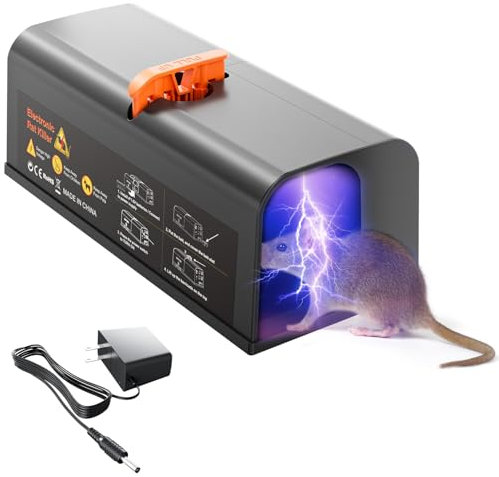 Electric Mouse Traps - Indoor Rats Trap Killer - Reusable Eliminate Rodent Zapper - Rechargeable Mice Trap Catcher for Home with Powerful Voltage Instantly Kills Rodent in Room,Kitchen,Garage (Black)