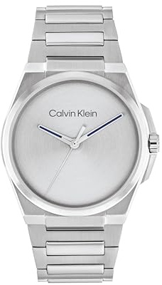 Calvin Klein Uhr mit DREI-Zeiger-Quarzwerk für Herren Kollektion META-MINIMAL mit Edelstahlarmband – Erhältlich in Silber, Grau oder Schwarz