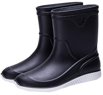 Stivali da pioggia da uomo, neri, impermeabili, a metà polpaccio, leggeri, alla moda, comodi, da giardino, O 611 Nero, 39 EU