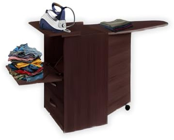 MOHOME Asse da Stiro Mobile A Scomparsa Legno Nobilitato Fango Multiuso Salvaspazio 3 Cassetti Dimensioni 89 x 44 x 57 cm Rotelle Trasportabili Colore Mollettone Assortito