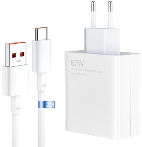 67W Chargeur pour Redmi Note 13 12 11Pro 11S 10, Chargeur Rapide Turbo avec 6A Câble 2m USB C pour 13T 13 12S Ultra 12 Lite 12X 11T