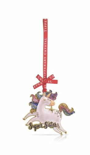Tipperary Crystal Luxury Sparkle Christmas Hanging Decoration - Super Sister Unicorn Design in Star Gift Box Xmas Festive Décor - Christmas Tree Decoration - Perfect for Holiday Décor & Gifting