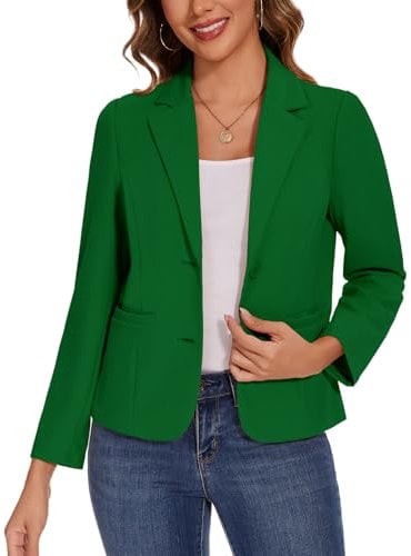 MINTLIMIT Women's Jacket Elegant Suit Blazer Casual Front Lined Notched Lapel (Green M)