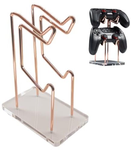 YKI Universal 2 Tiers Game Controller Holder for Desk, Metal Acrylic Game Controller Storage Holder Stand for PS4, PS5, Xbox, Nintendo Switch, Rose Gold