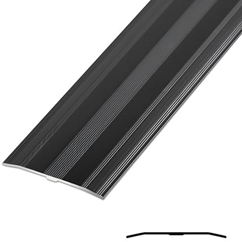 JXNVHJ Bodenübergangsstreifen, Aluminium Eloxiert - 6cm Breite Übergangsprofil Übergangsschiene, Übergangsleiste Für Türschwelle/Holzböden/Laminat/Fliesen(Black,130cm)