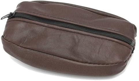 Van Der Rich ® - Porte Monnaie Zip de Deux côtés avec Porte-clés Cuir Agneau - Femme - Homme (Marron 3)