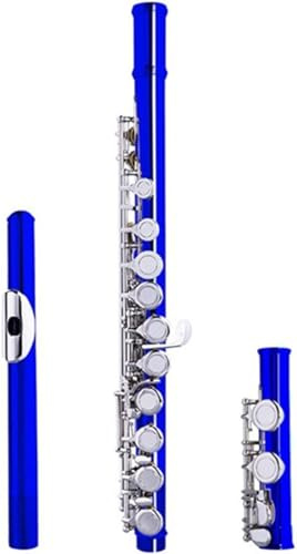 LABLADUO Flöte, Flöte, Musikinstrument, blaue Flöte, 16 Löcher, Kupfer, weiß, vernickelt, Flöte, C, Luft, Studenten, Anfänger, Flöte, Instrument