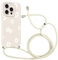 Coalbooliy Handyband für iPhone 16 Pro Hülle mit Band 6,3'', Aesthetic Weiß Blume Muster Verstellbarer Halskette Handyhülle mit Kordel zum umhängen Silikon Stoßfest Schutzhülle mit Kette, 05