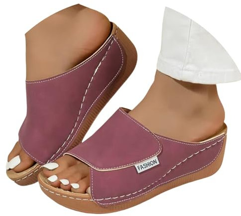 Ciabatte Donna Estive Ortopediche pelle Anatomiche Sandali Pantofole Zeppa Comode da Casa Eleganti Leggere Ciabatte per Fascite Plantare Moda Aperta Antiscivolo Arch Support Sandalo Spiaggia Mare 2025