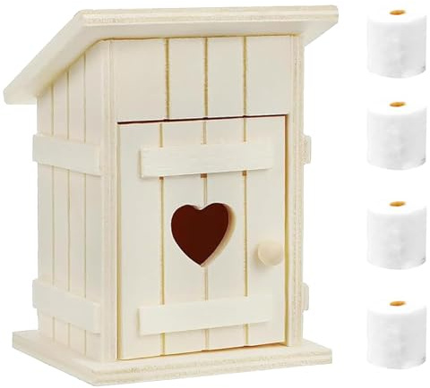 Wichtel Toilette Set,5 Miniatur Wichtel Zubehör,Miniatur Toilettenhäuschen,Miniatur WC Toilettenhaus,Puppenhaus Zubehör 1:12,für Wichteltür und Weihnachten inkl