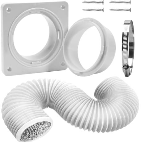 Portable Air Conditioner Window Vent Kit | 4 Inch Vent Wall Mount Connector Kit with Hose for Dryer Air Conditioner Bathroom Exhaust Vent, with 4 Inch Diameter Tube, Cover and Screws Included