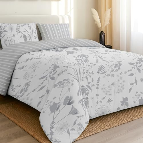 Dreamzie - Super King Duvet Cover Sets - 3Pcs - 260x220cm - Microfiber | White · Oeko-TEX Certified · Reversible · Brushed · Ultrasoft · Breathable · Zipper Closure · Printed · Machine Washable